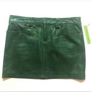 Alice + Olivia // Green Leather Mini Skirt